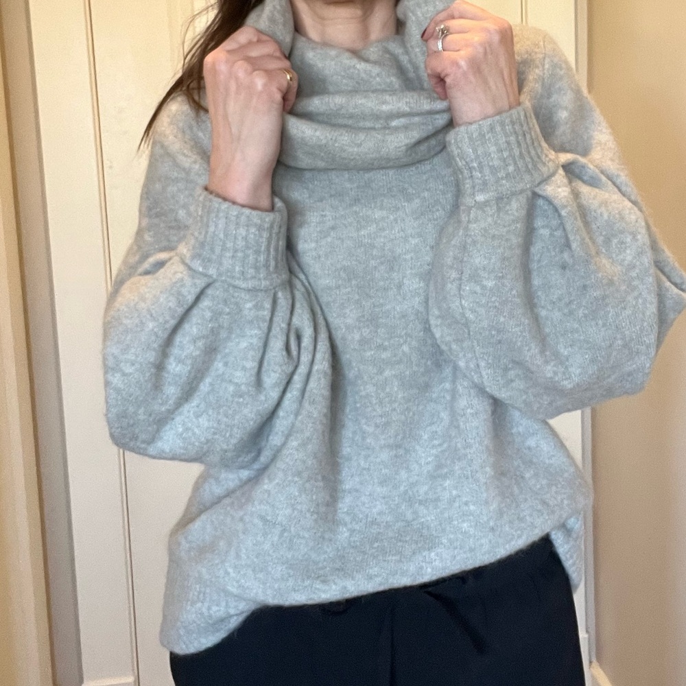 Aritzia Babaton Light Gray Cowl Neck Mohair and Wool Sweater - Picture 8 of 10